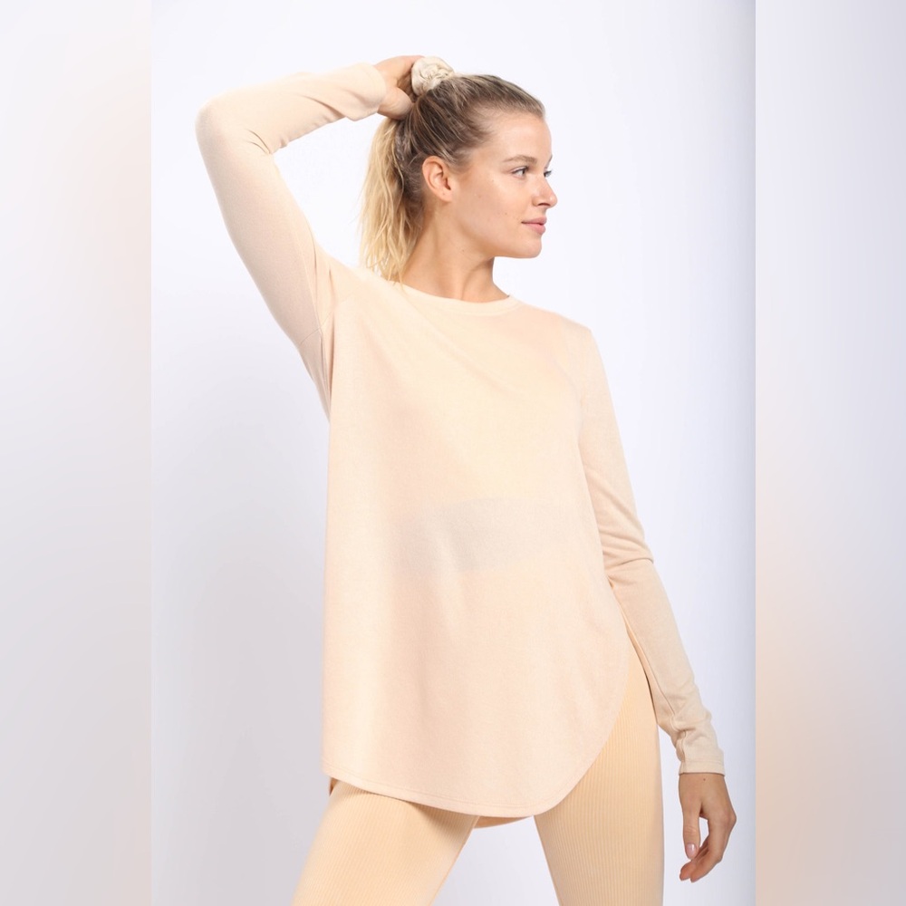 Mono B Long Sleeve Flow Top with Side Slits